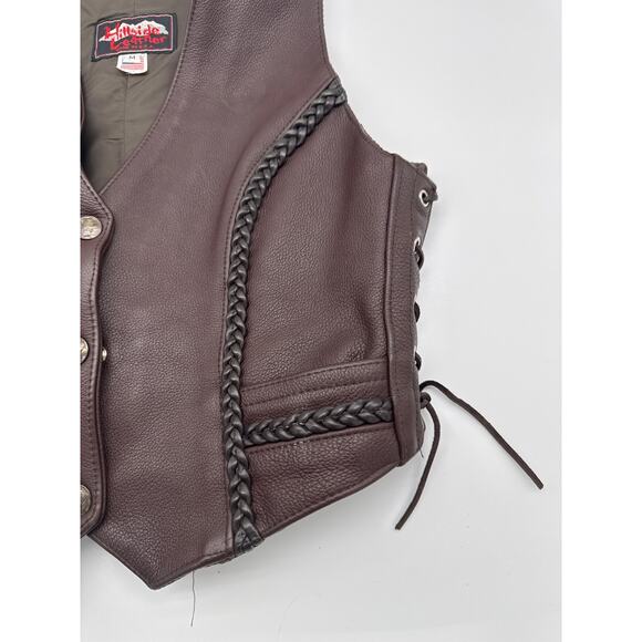 Hillside Leather Women’s Brown M braided vest with side ties. Has a‎ pin hold - Picture 4 of 8
